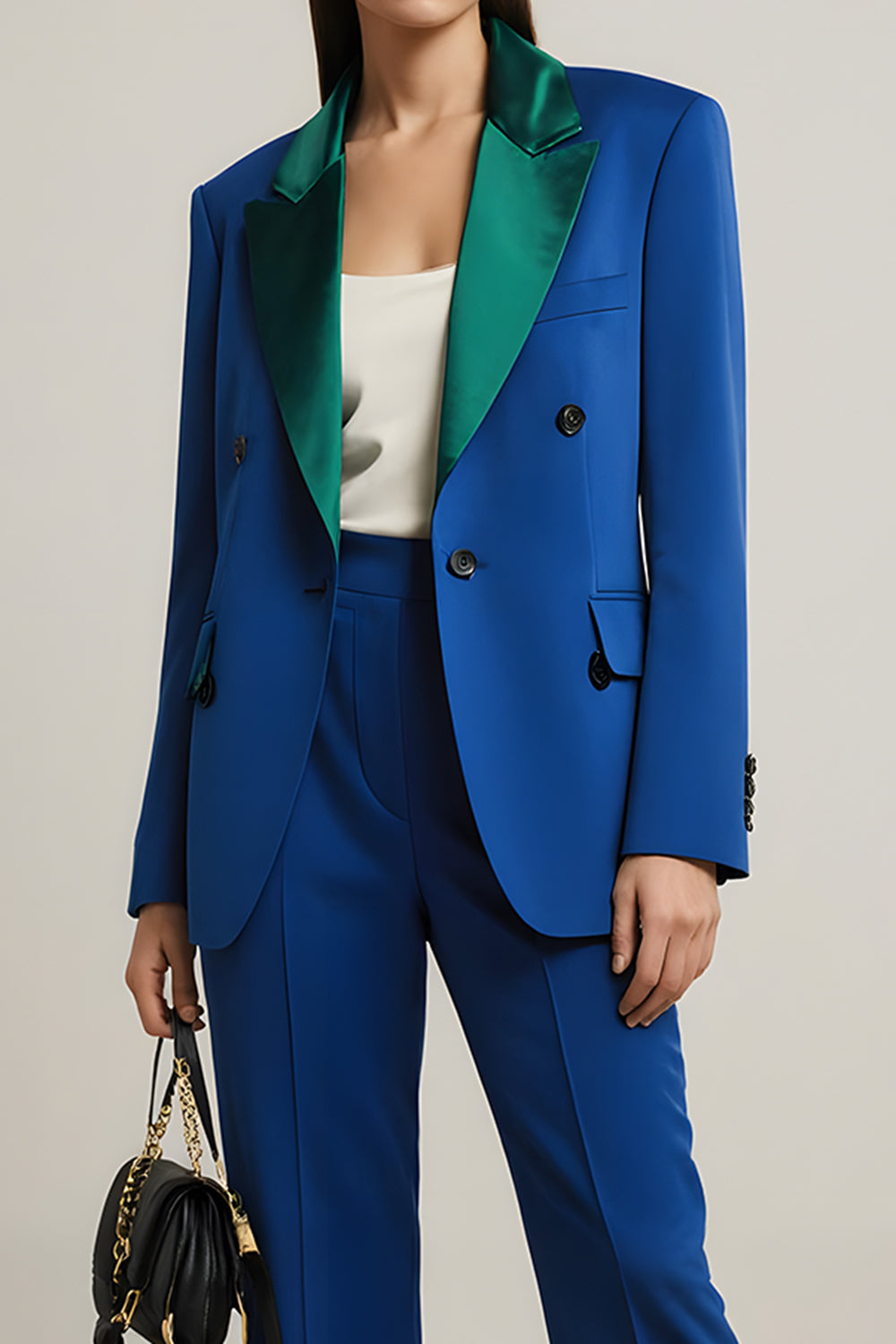 Royal Blue 2 Piece Single Breasted Peak Lapel Long Sleeves Business Suits