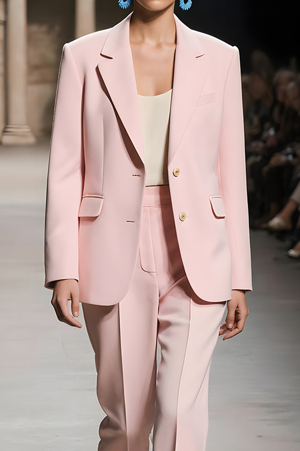 Pink 2 Piece Single Breasted Notched Lapel Long Sleeves Business Suits