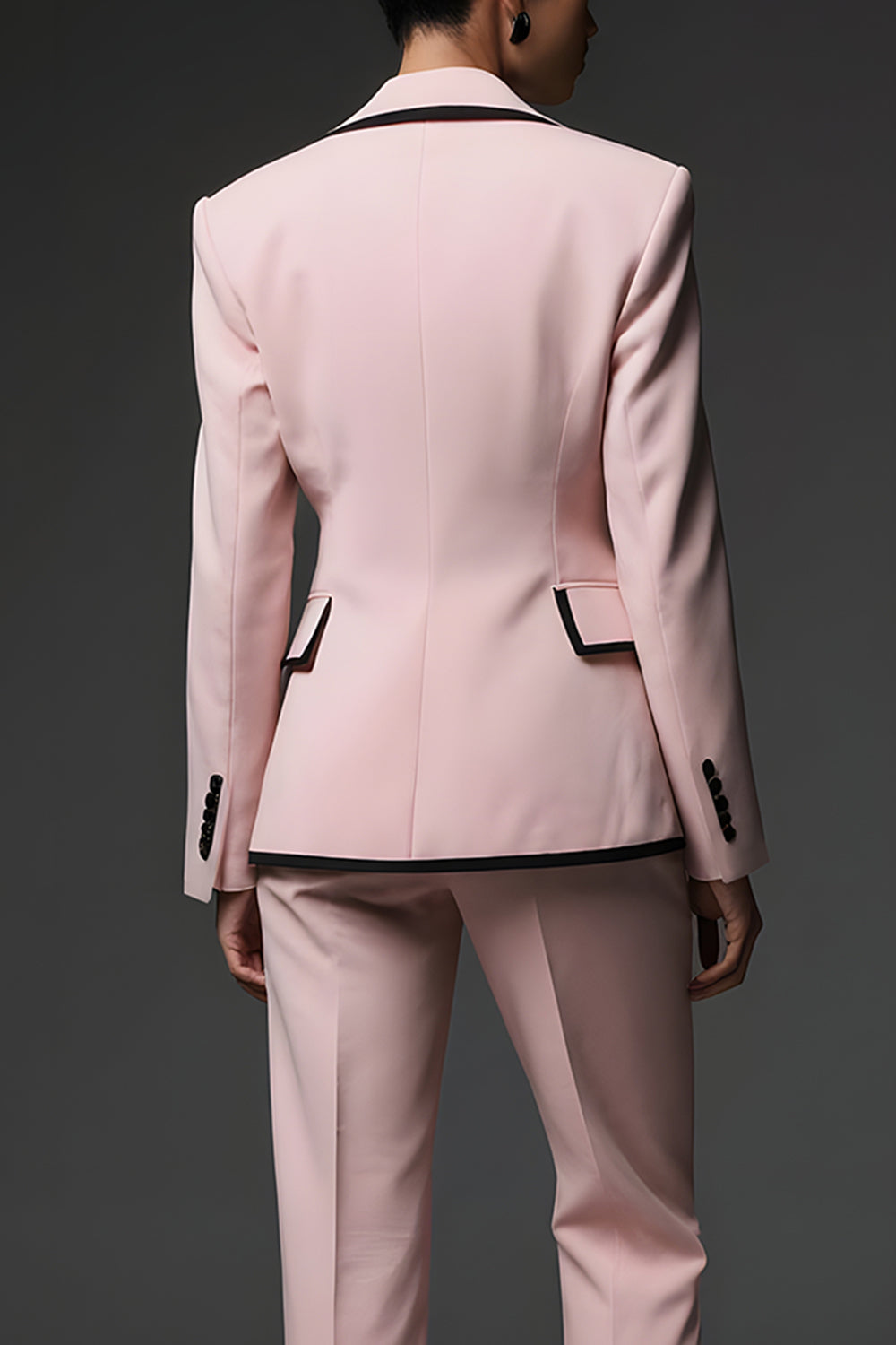  2 Piece Pink Notched Lapel Slim Fit Long Sleeves Prom Suits