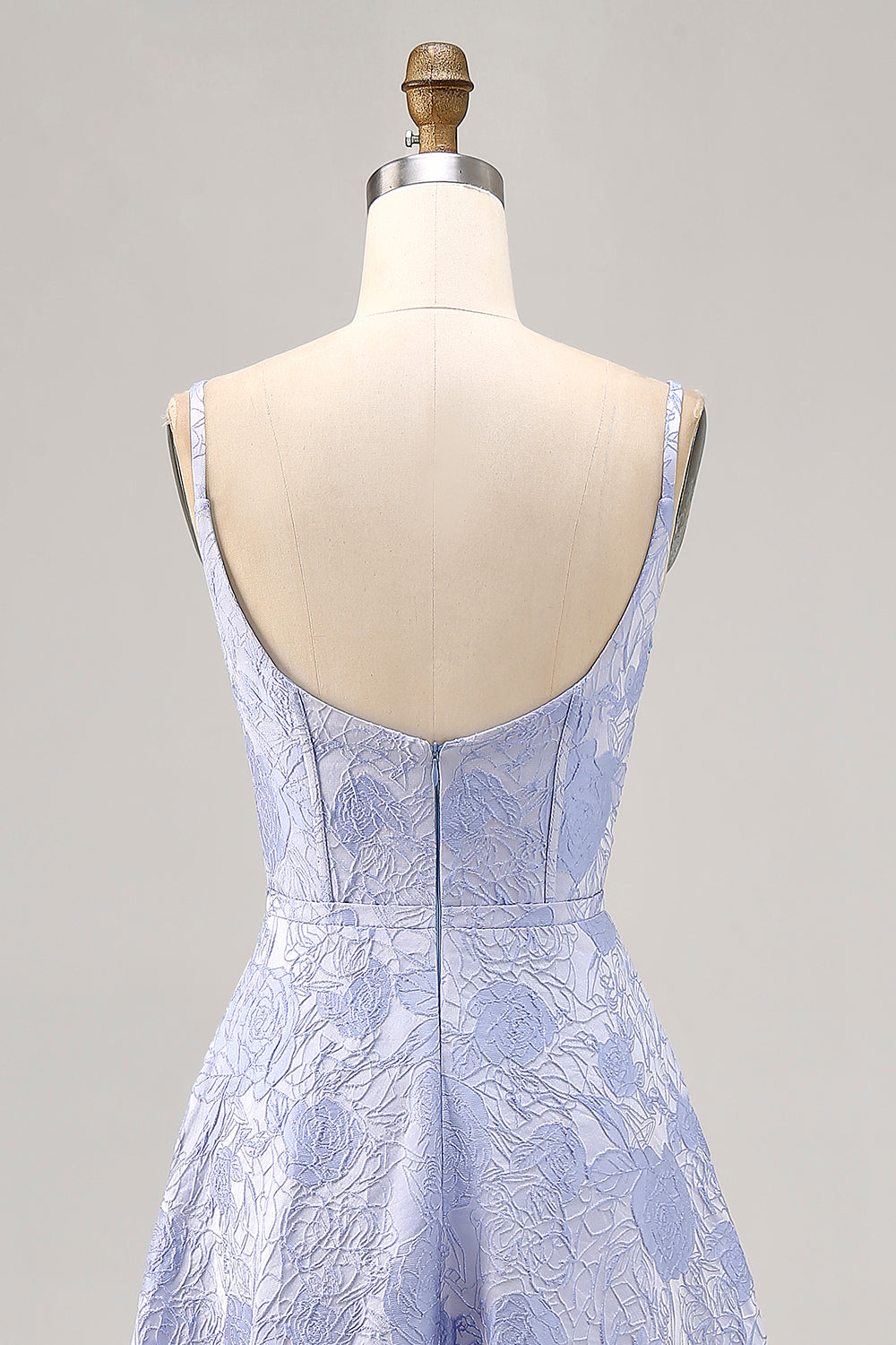 Floral Blue Corset Long Jacquard Wedding Guest Dress with Slit