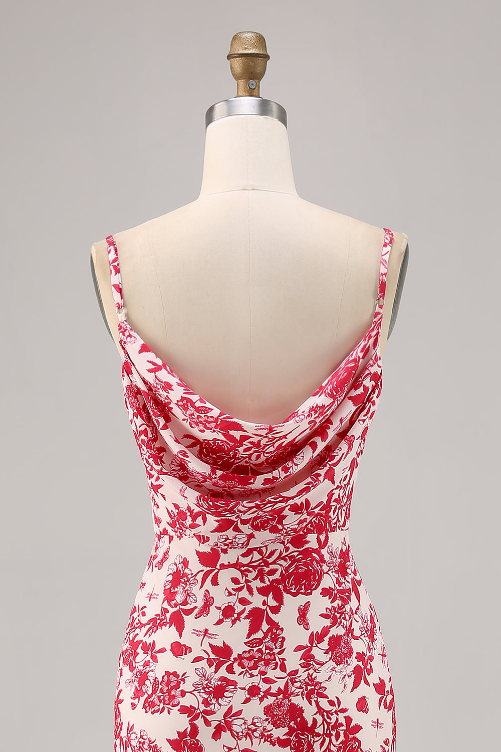 Red Sheath Long Floral Wedding Guest Dress