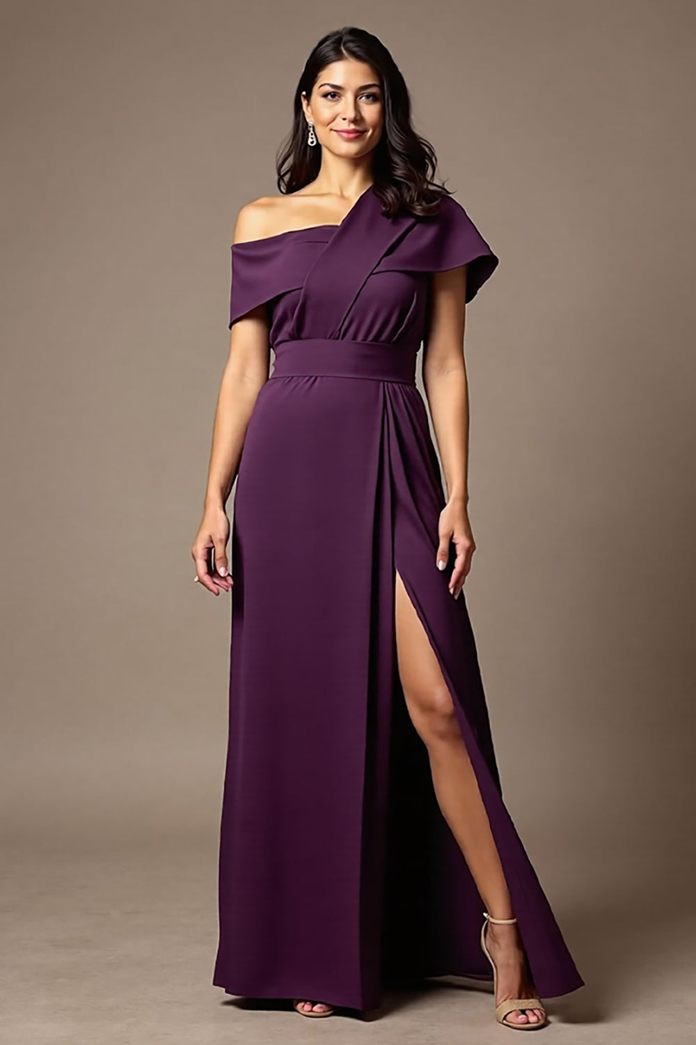 Black Sheath Satin Long Wedding Guest Dress with Slit