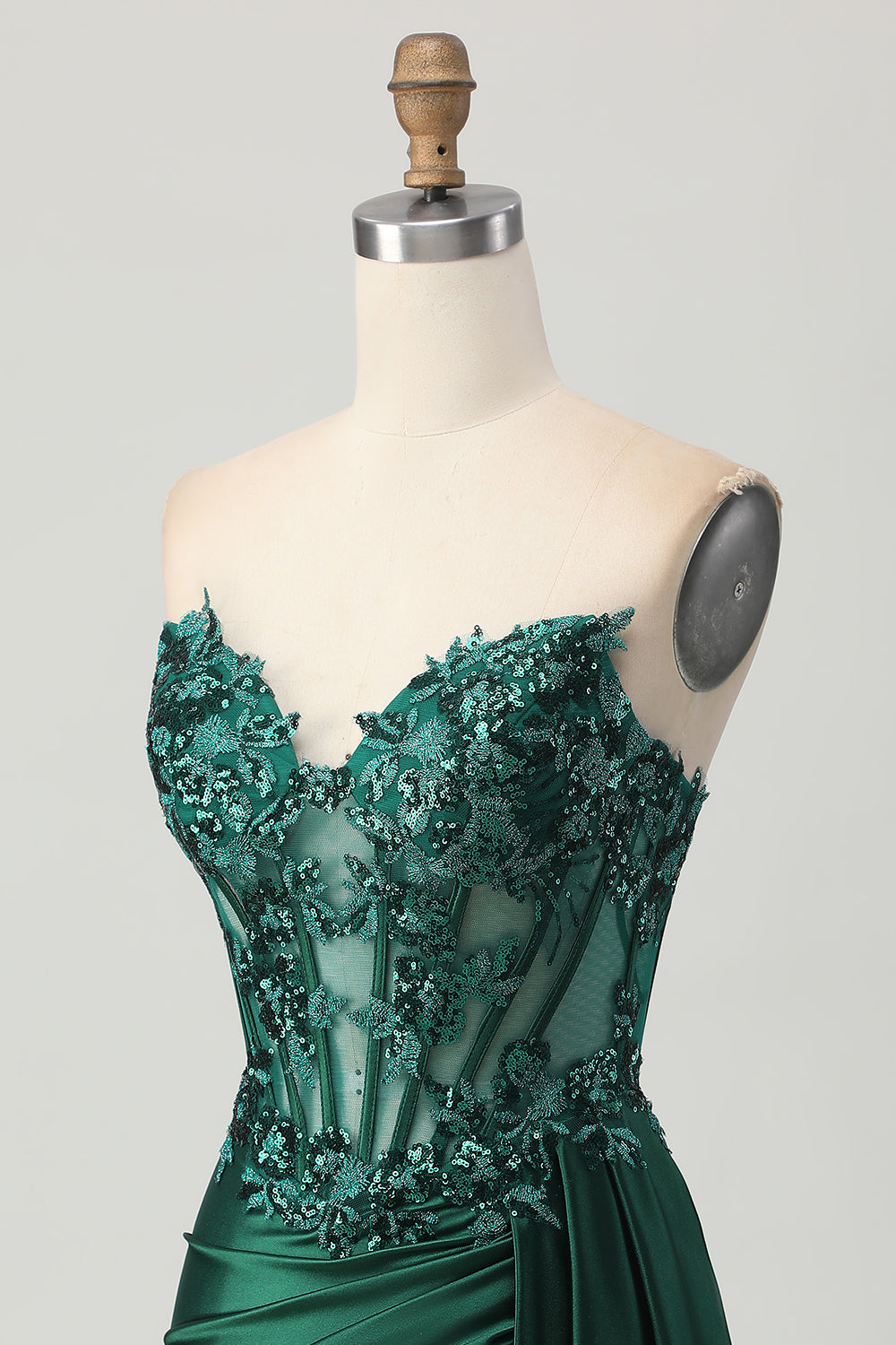 Sparkly Dark Green Satin Sweetheart Short Corset Homecoming Dress