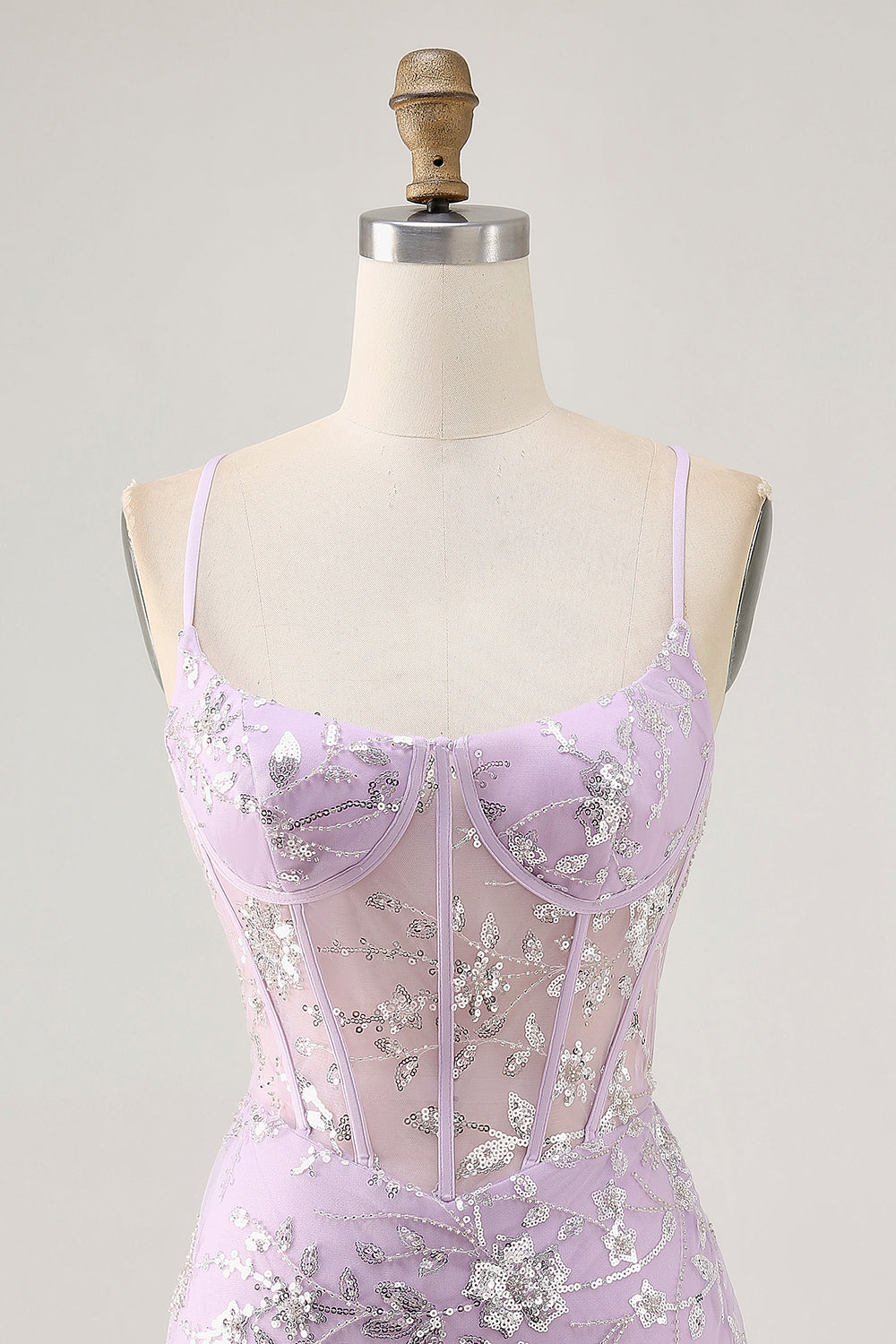 Sparkly Lilac Corset Short Tight Homecoming Dress with Beading
