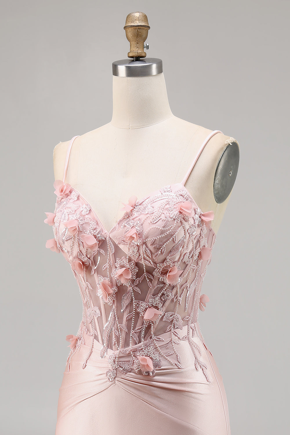 Floral Pink Corset Satin Short Bodycon Homecoming Dress