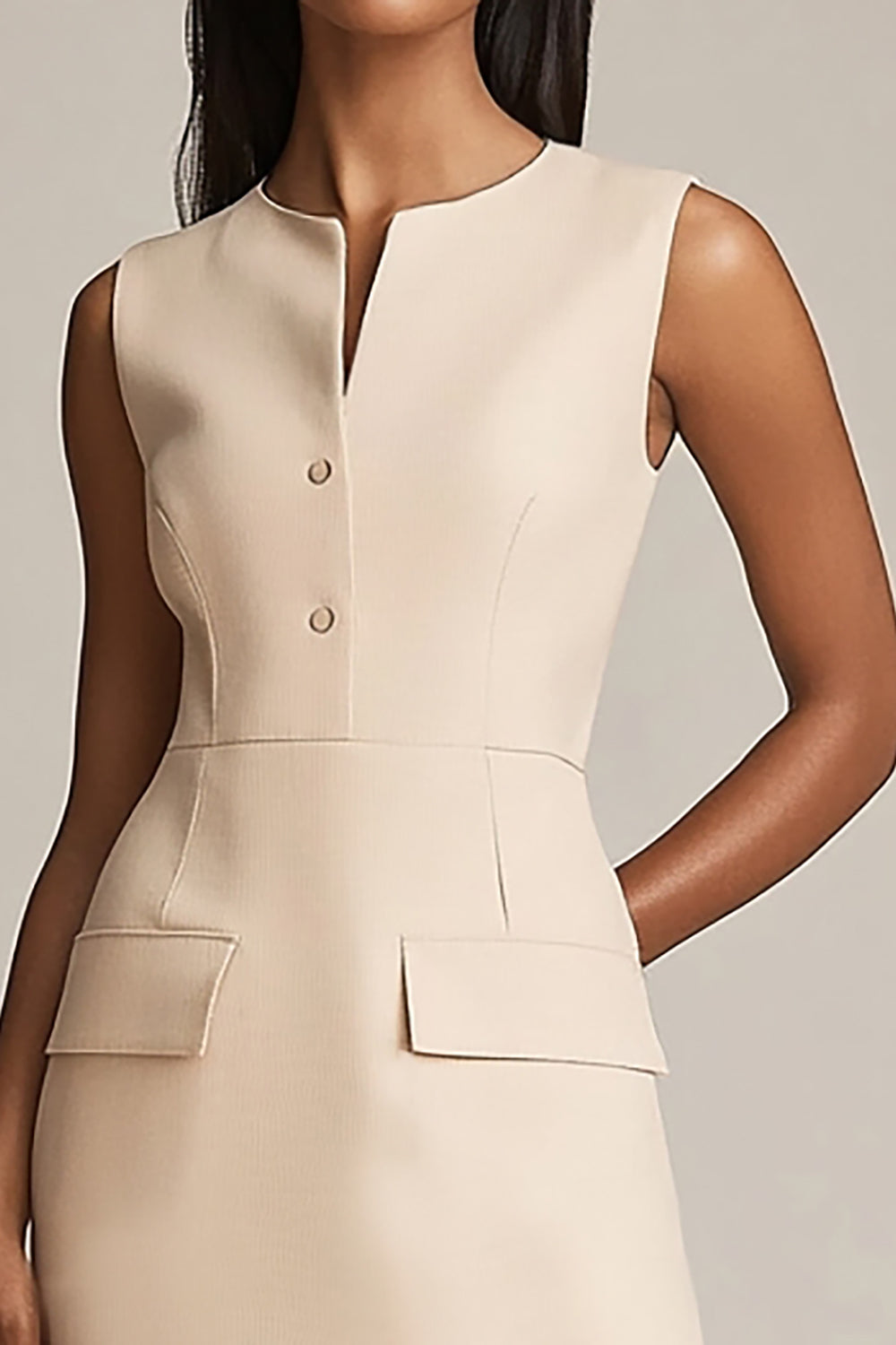 Champagne Satin Bodycon Short Work Blazer Dress with Pockets