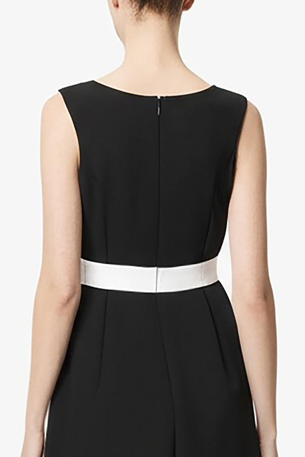 Black and White A Line Long Satin Work Dress