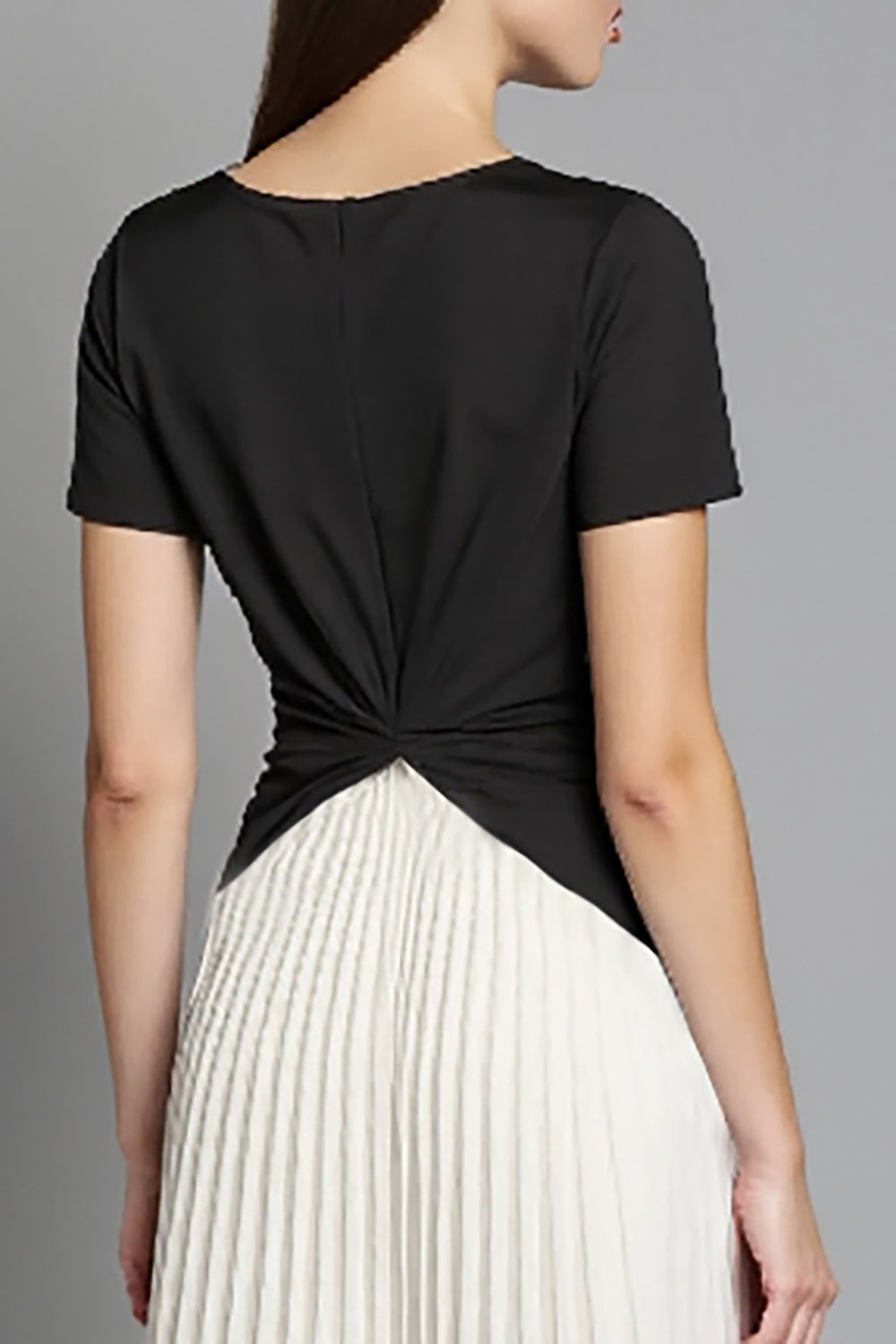 Black and White A Line Pleated Midi Satin Work Dress