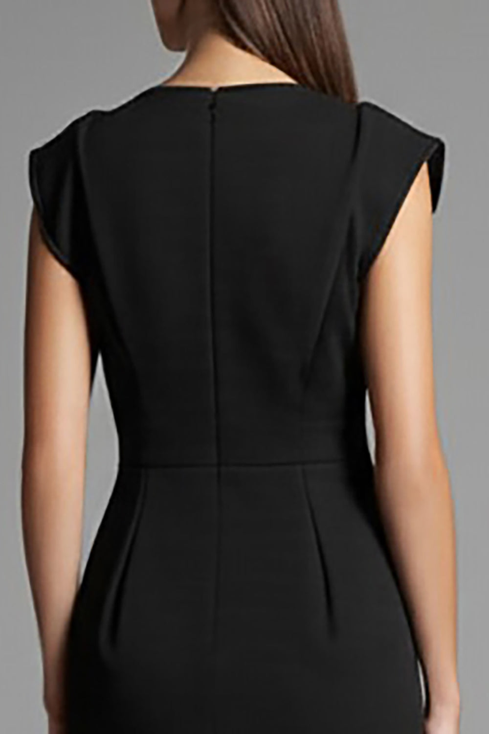 Black and White Bodycon Satin Midi Work Dress