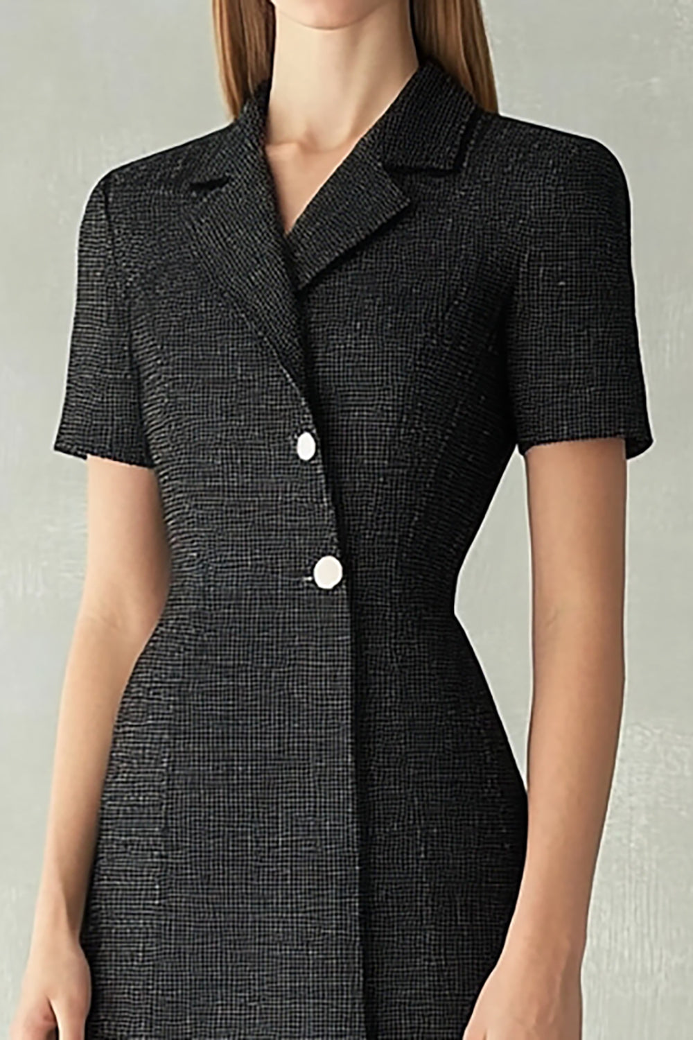 Black Bodycon Notched Lapel Single Breasted Midi Work Blazer Dress