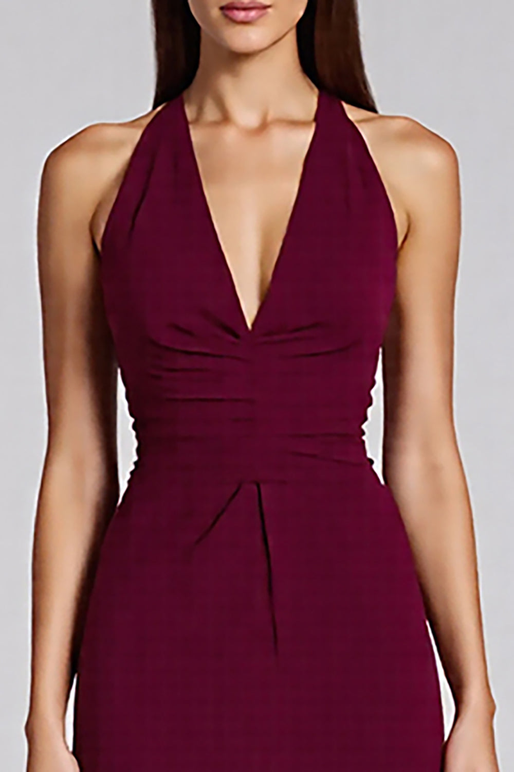 Black Satin Bodycon Backless Halter Midi Cocktail Dress
