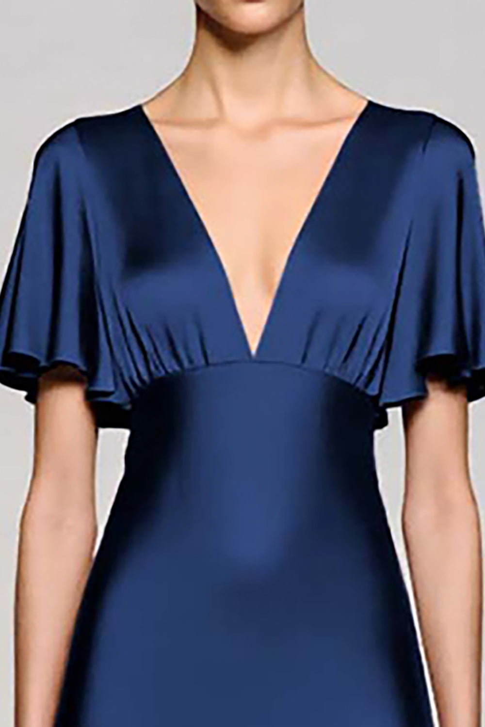 Black A Line V-Neck Satin Midi Wedding Guest Dress with Ruffles