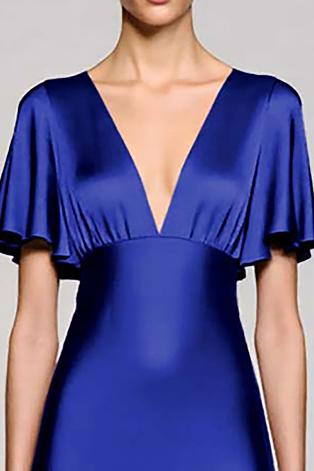 Black A Line V-Neck Satin Midi Wedding Guest Dress with Ruffles