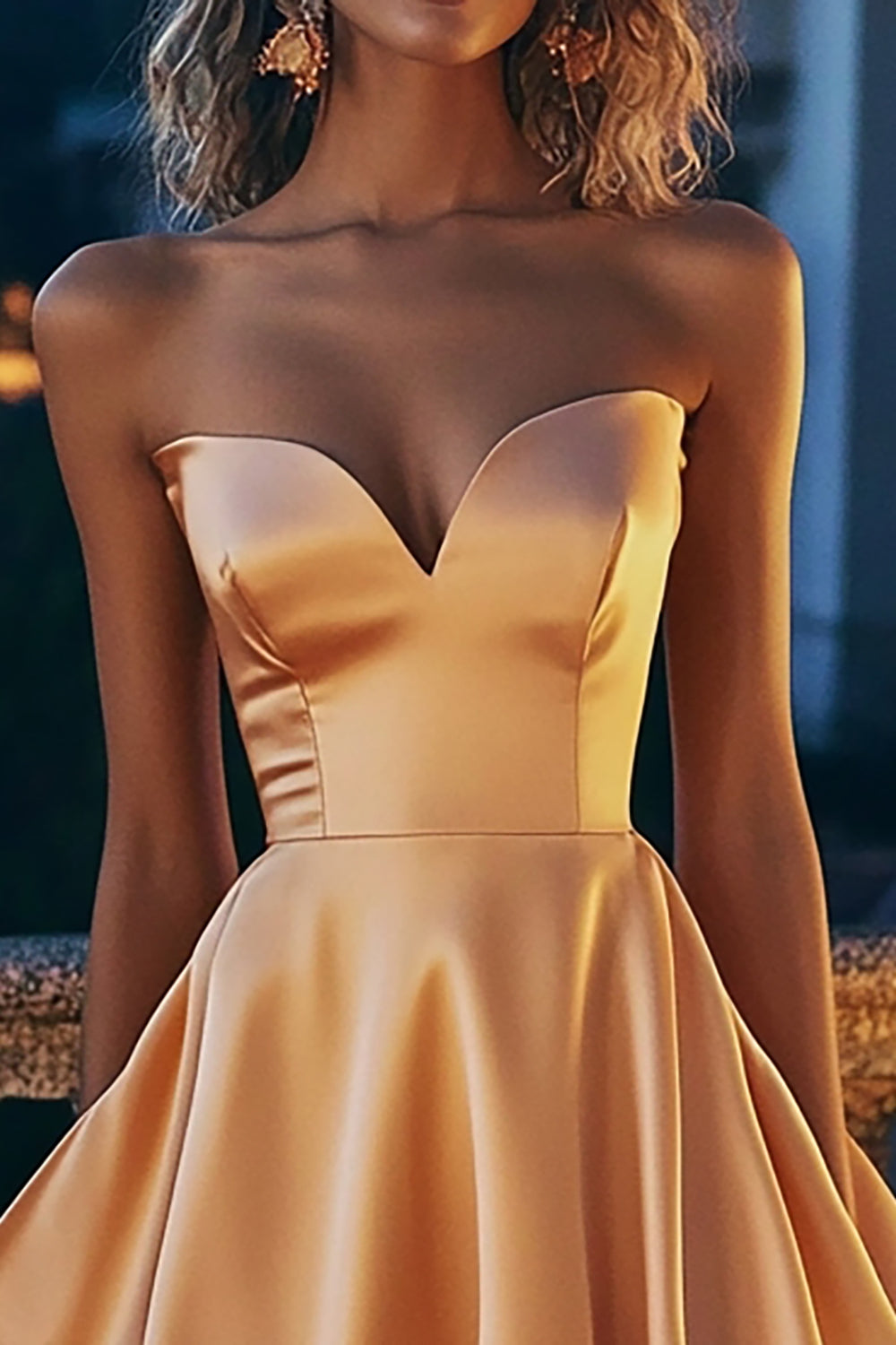 Light Orange Satin Strapless Short Homecoming Dress with Ruffles