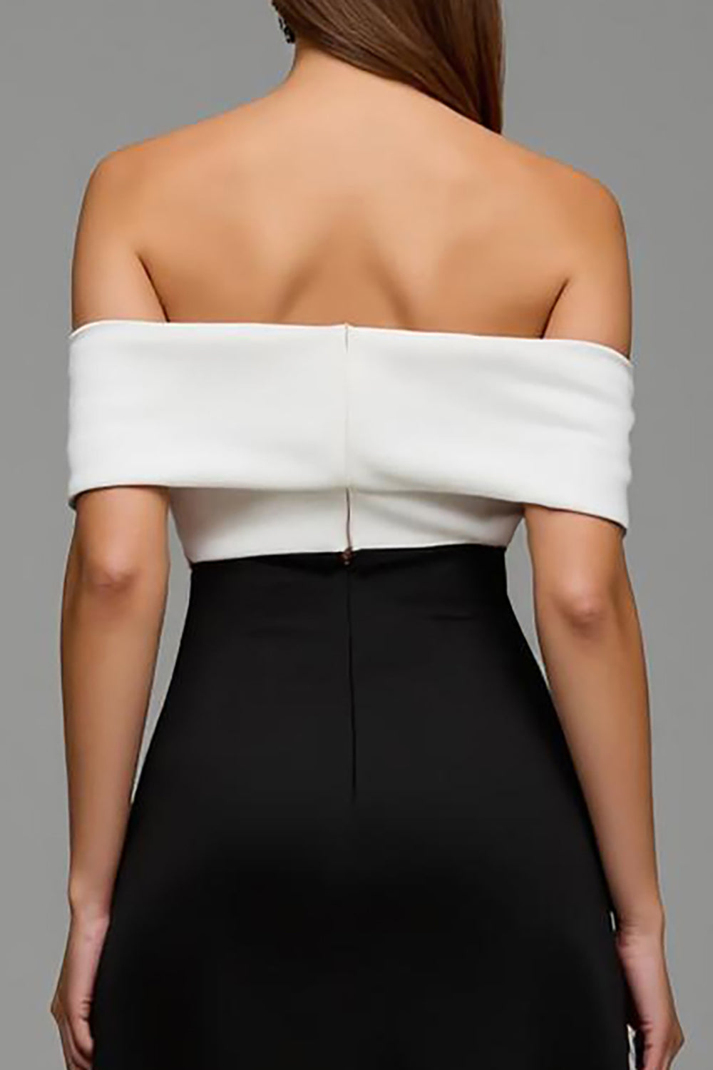 Black and White Satin Sheath Long Formal Dress with Bows