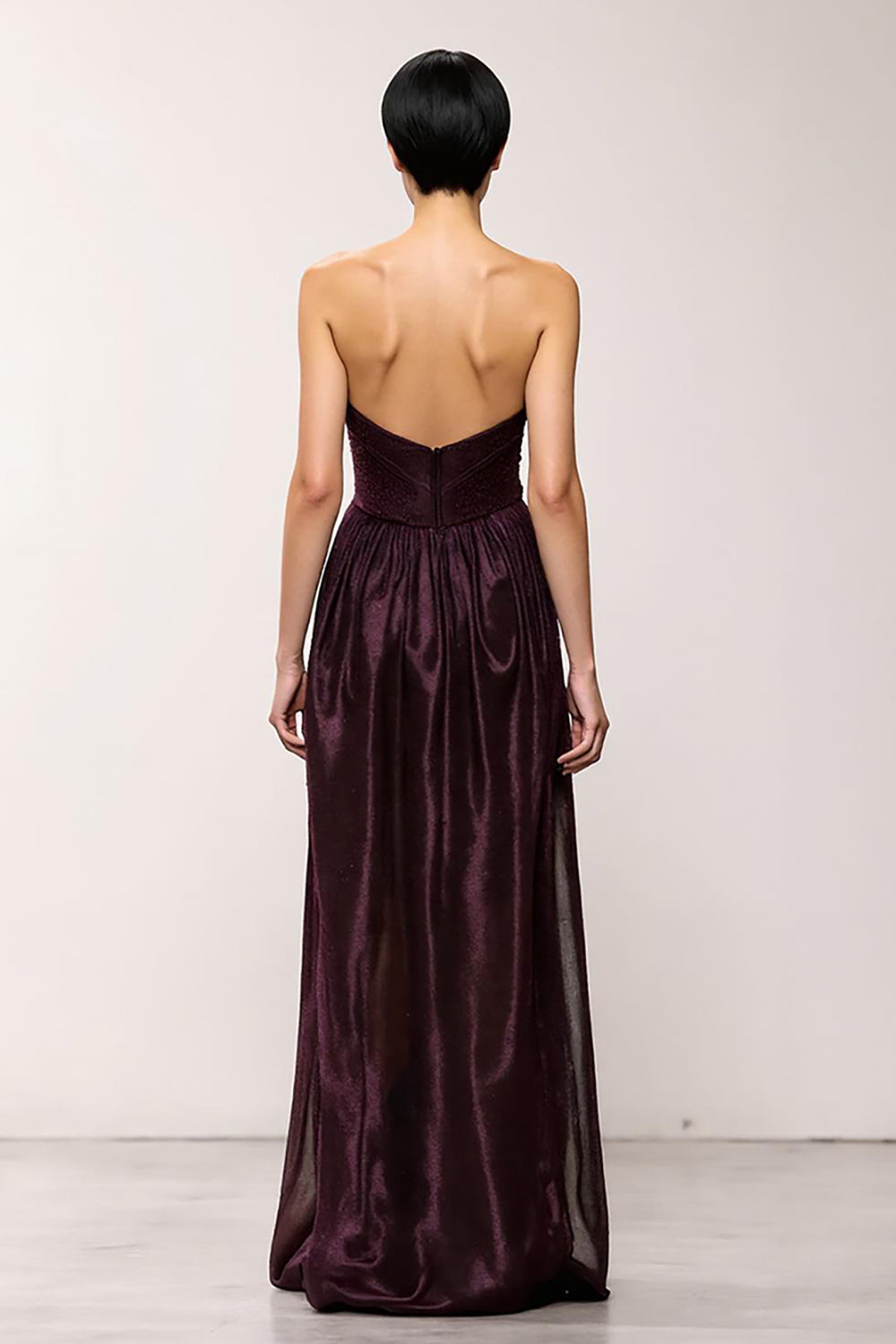 Simple Coffee Sheath Strapless Long Evening Dress