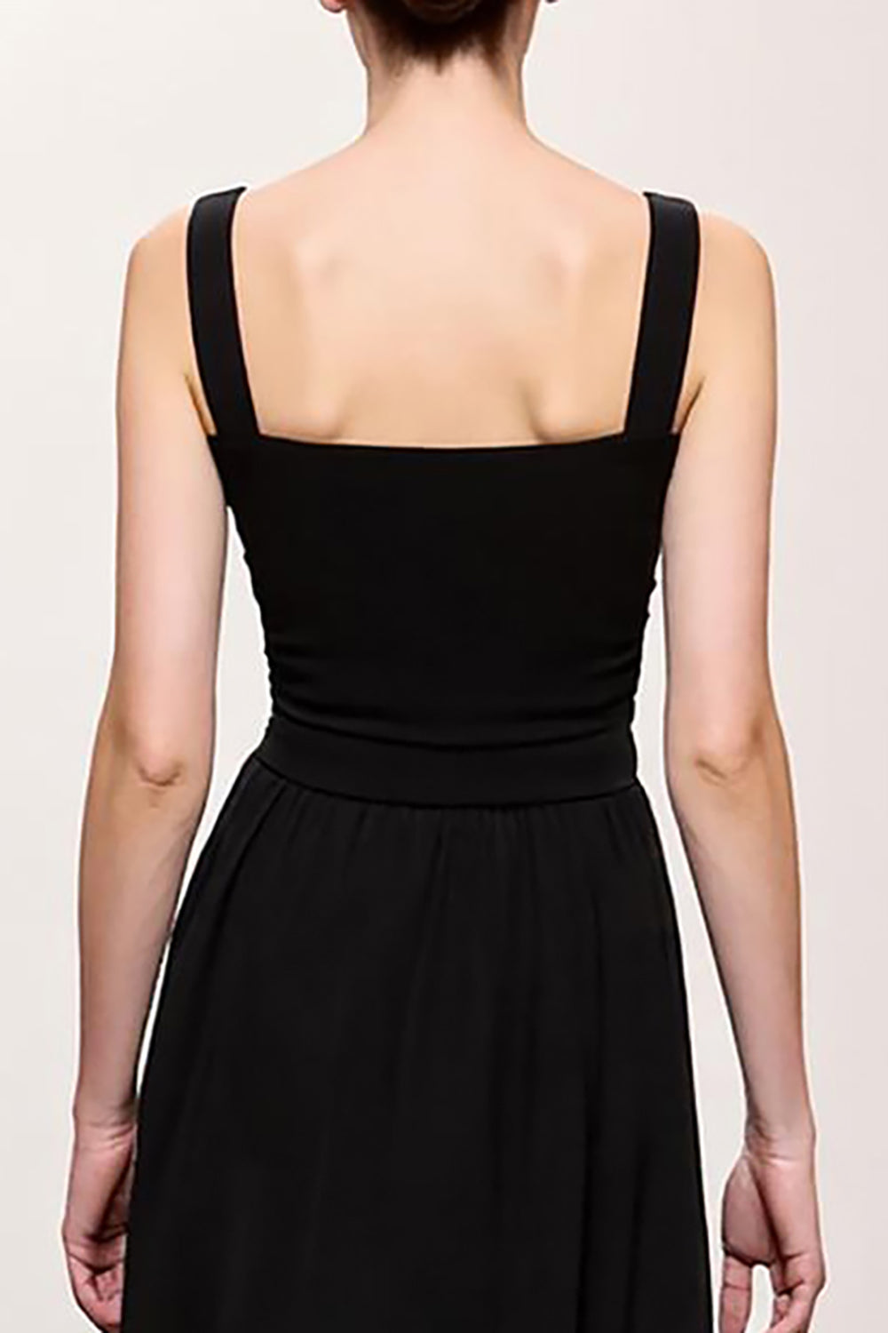Simple Black Ruched A Line Long Evening Dress