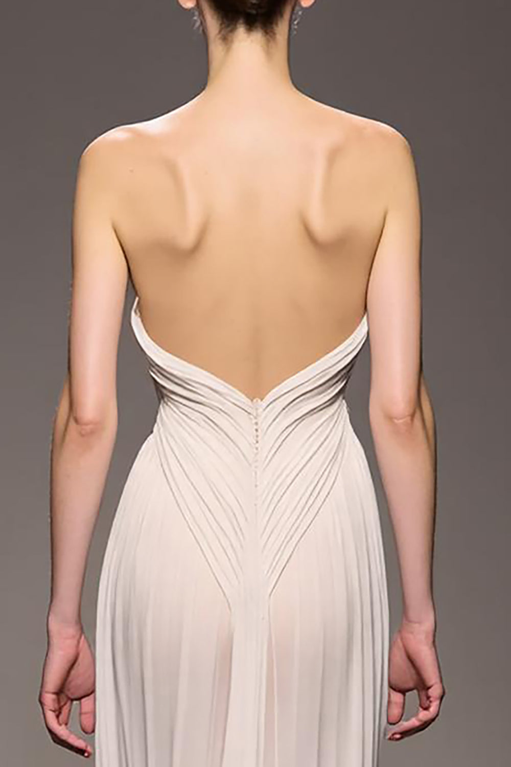 Elegant Ivory Strapless Sheath Ruched Long Evening Dress