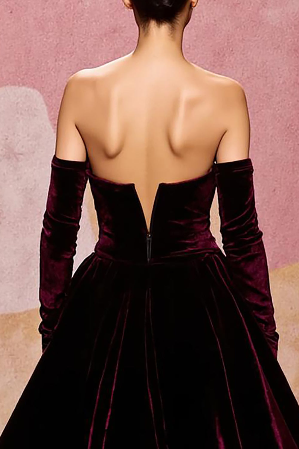 Dark Red Velvet Sweetheart A Line Long Evening Dress