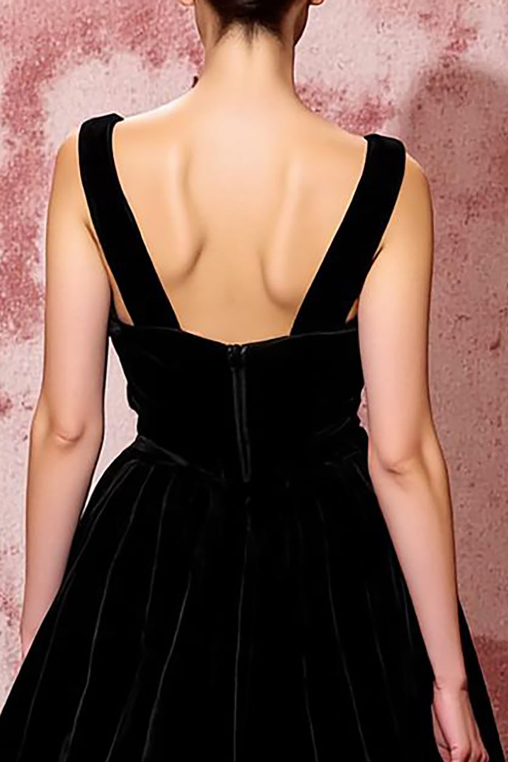 Simple Black Velvet A Line Long Evening Dress