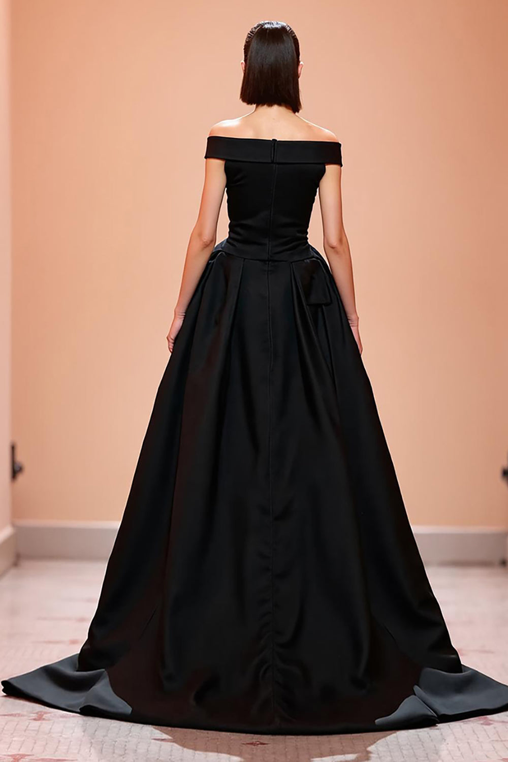 Black Off the Shoulder Corset Long Evening Dress with Slit