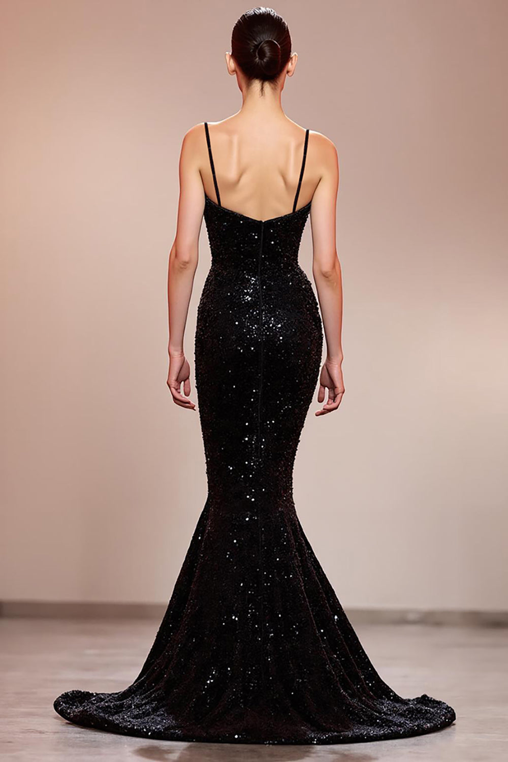 Sparkly Black Mermaid Sequin Corset Long Evening Dress
