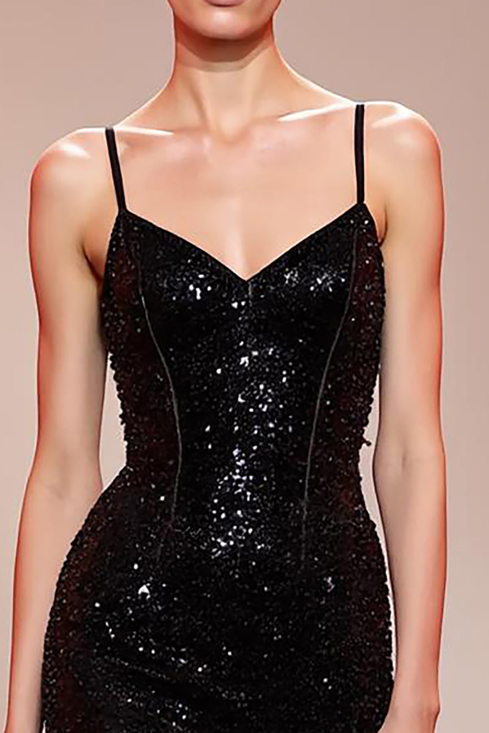 Sparkly Black Mermaid Sequin Corset Long Evening Dress