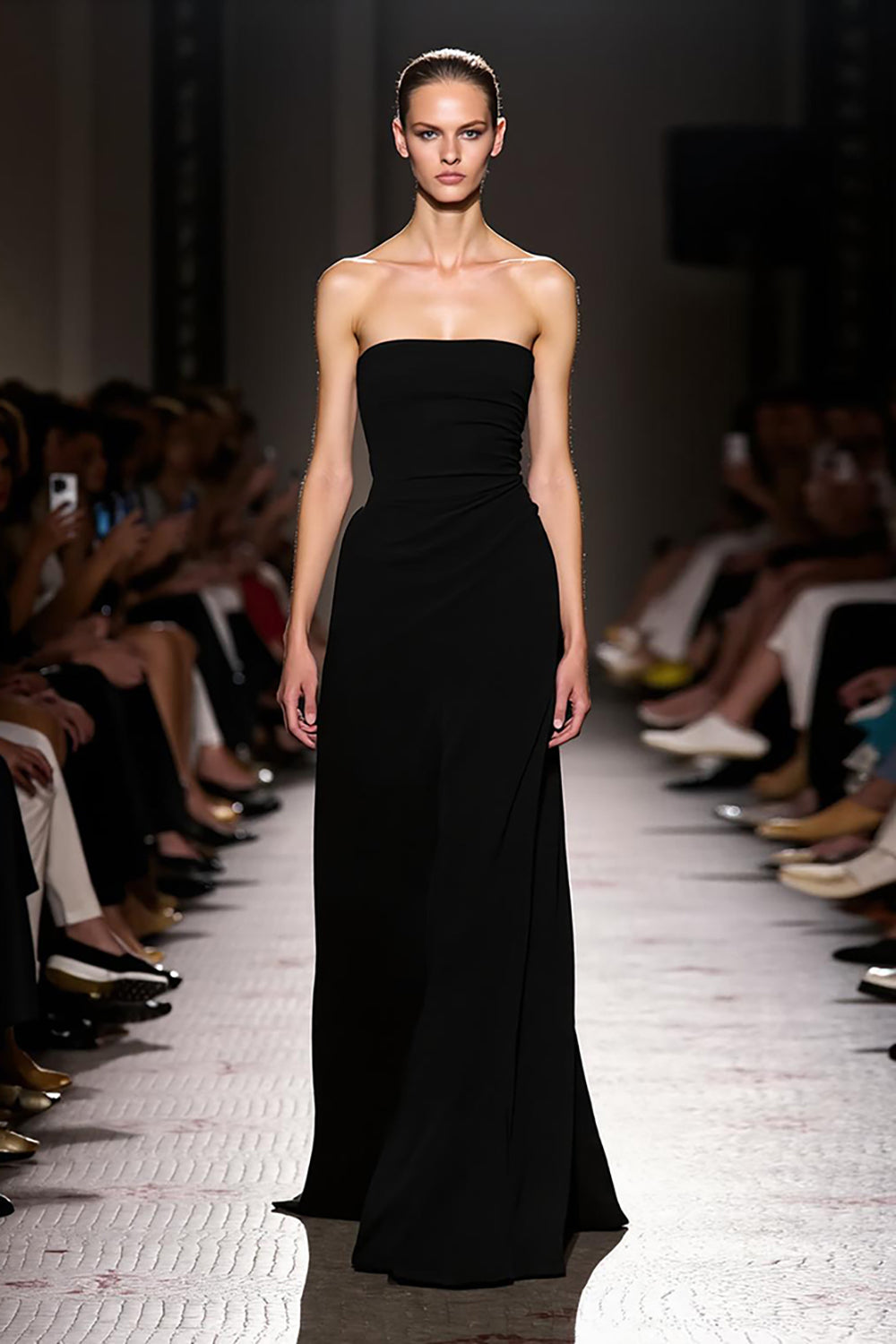 Simple Black Strapless Sheath Long Evening Dress