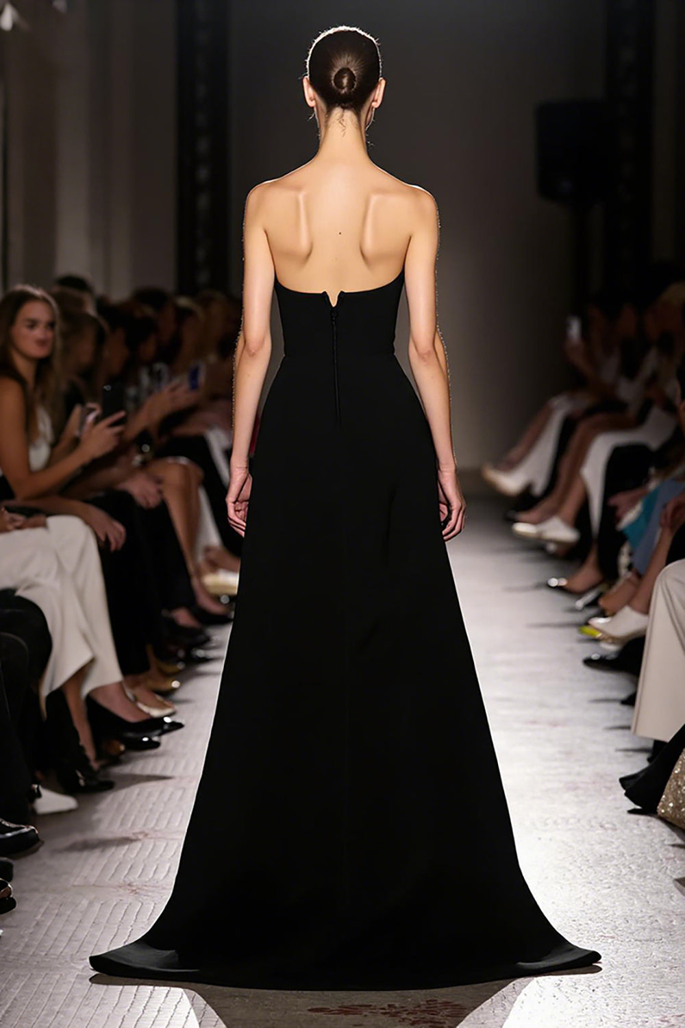 Simple Black Strapless Sheath Long Evening Dress
