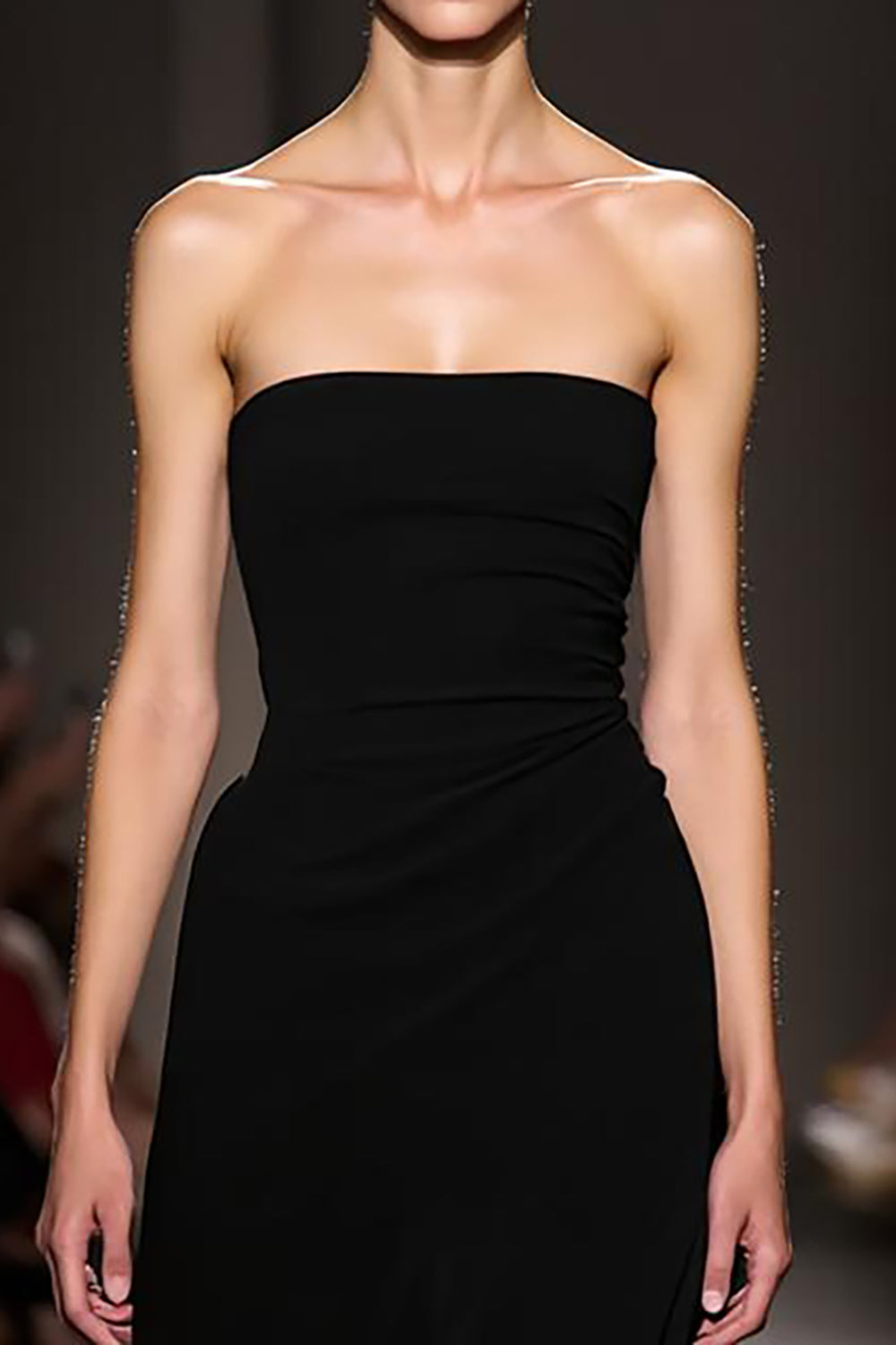 Simple Black Strapless Sheath Long Evening Dress
