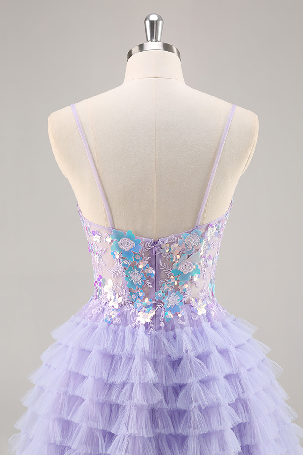 Sparkly Purple Corset Floral Short Homecoming Dress with Ruffles