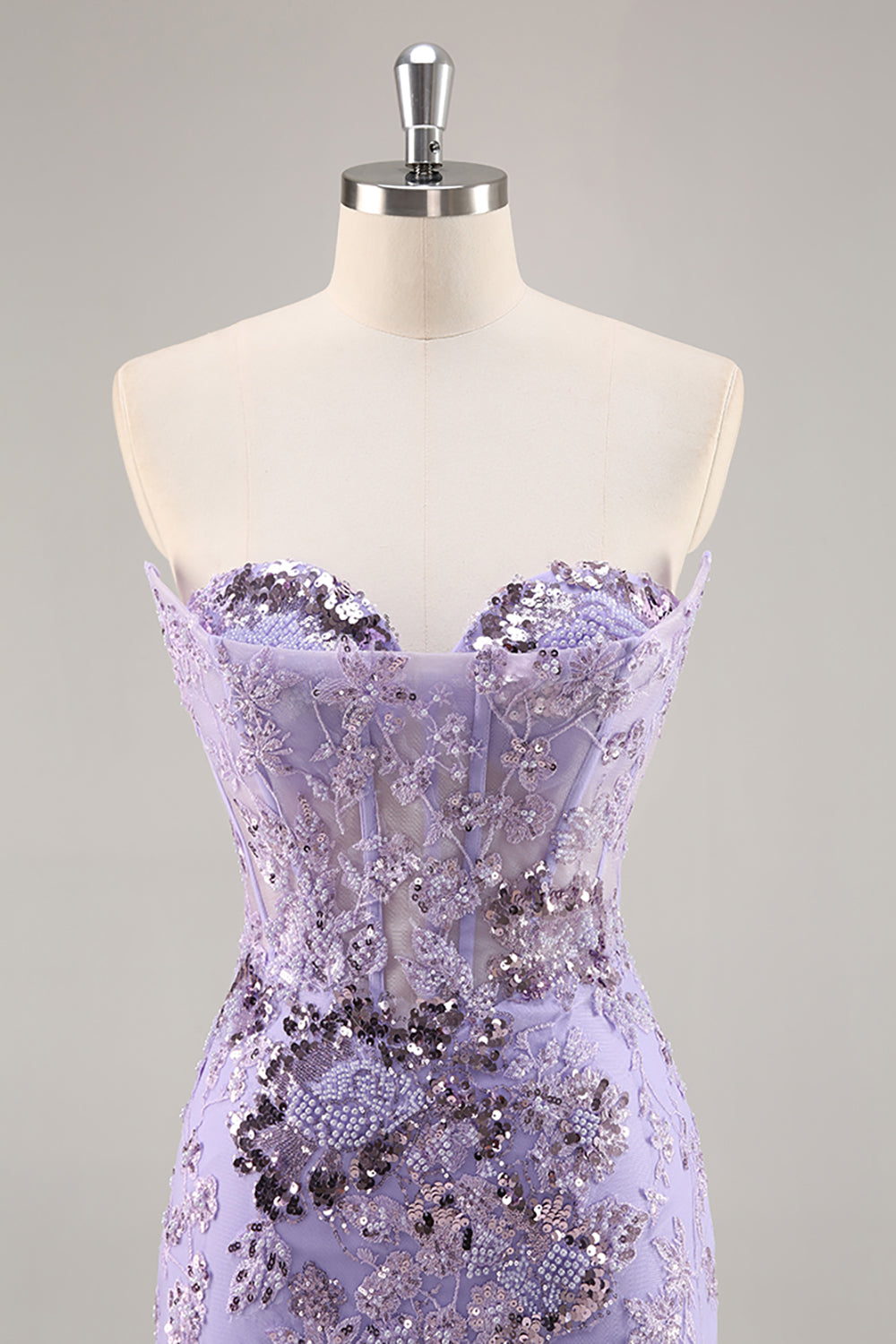 Sparkly Purple Corset Sequins Short Homecoming Dress with Lace