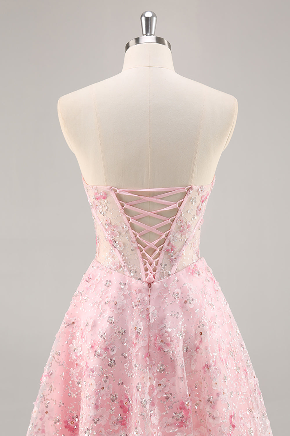 Sparkly Pink Corset A Line Sweetheart Short Homecoming Dress with Sequins