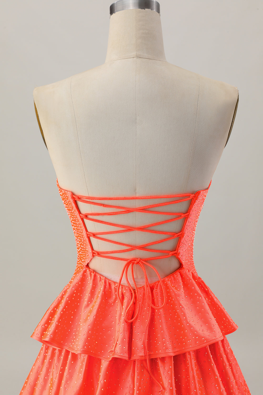 Sparkly Orange Tiered Cut Out A Line Short Homecoming Dress with Beading