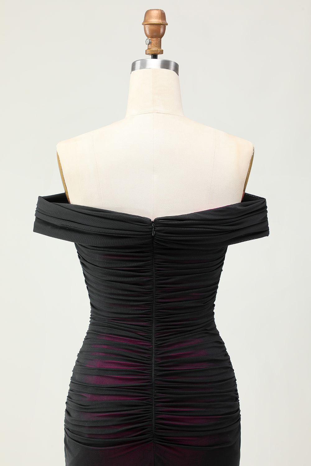 Black Pink Mermaid Off the Shoulder Long Wedding Guest Dress with 3D Flower