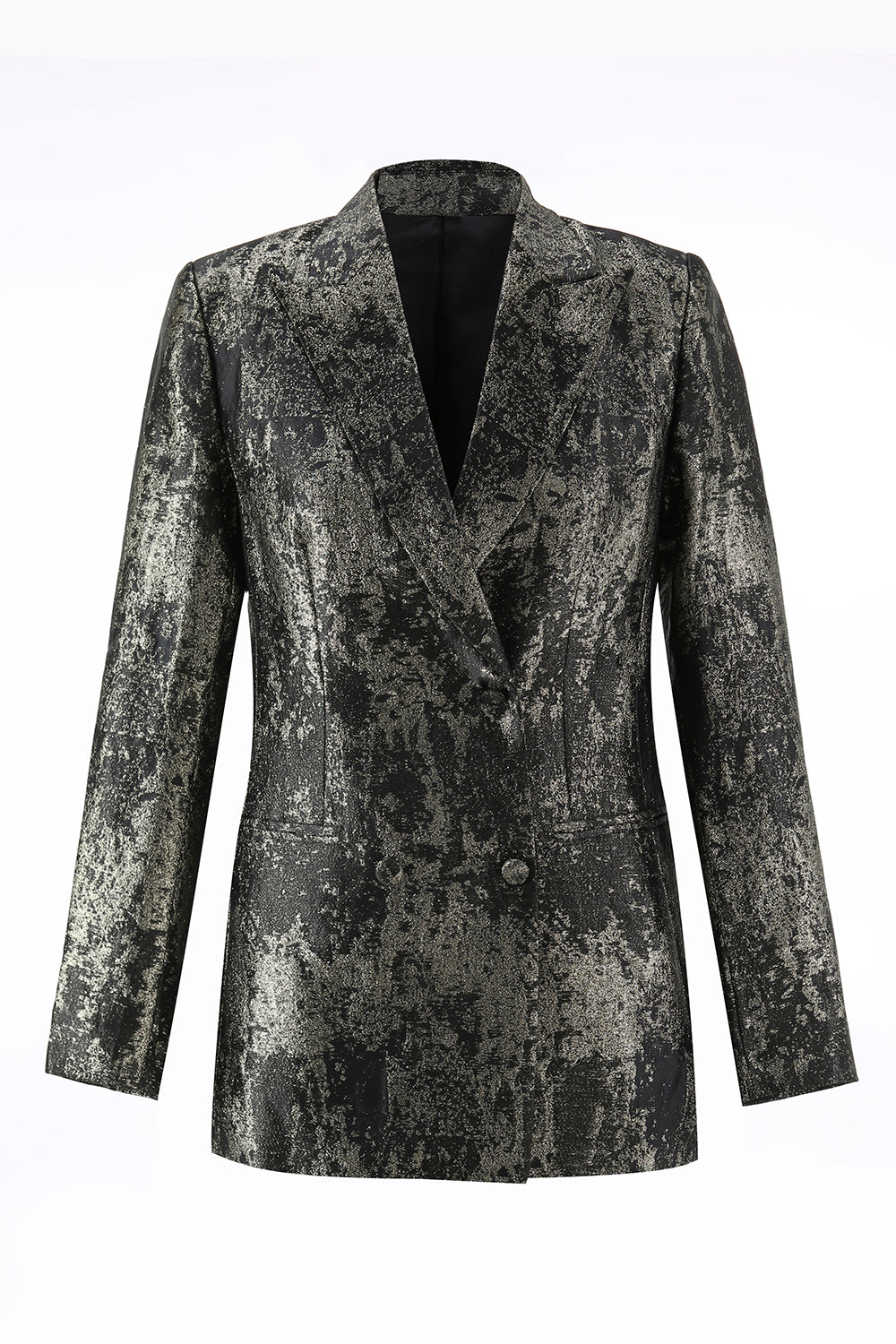 Black and Gold Peak Lapel 2 Piece Women Prom Suits with Buttons