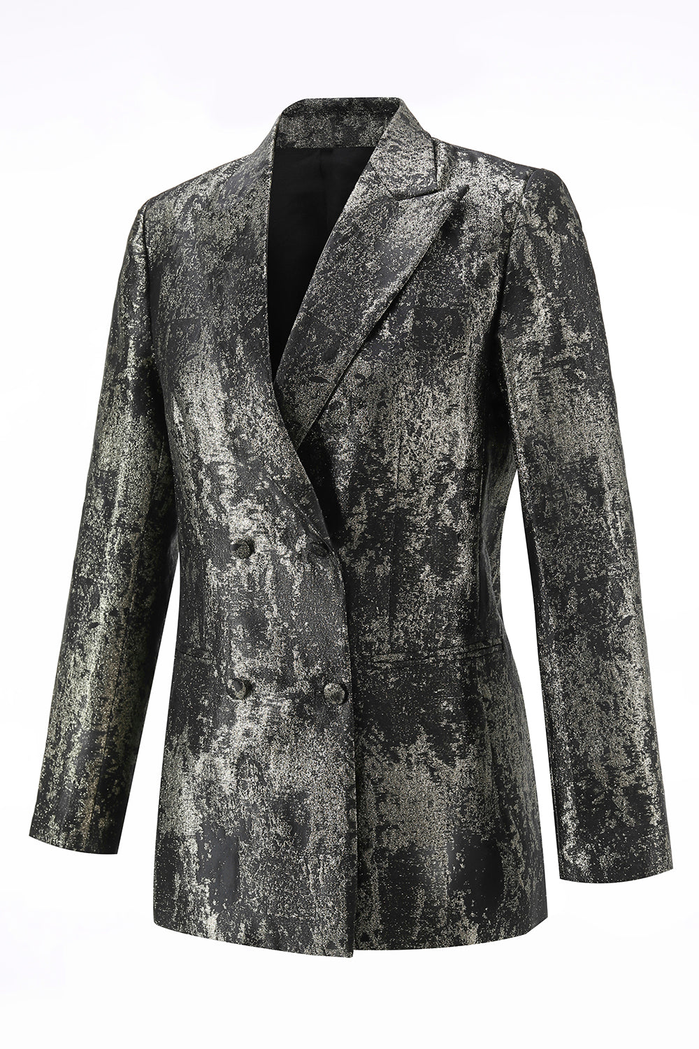 Black and Gold Peak Lapel 2 Piece Women Prom Suits with Buttons