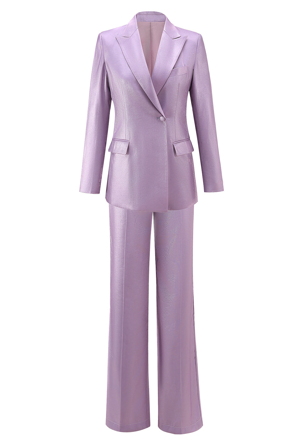 Wisteria 2 Piece Satin Peak Lapel One Button Women Prom Suits