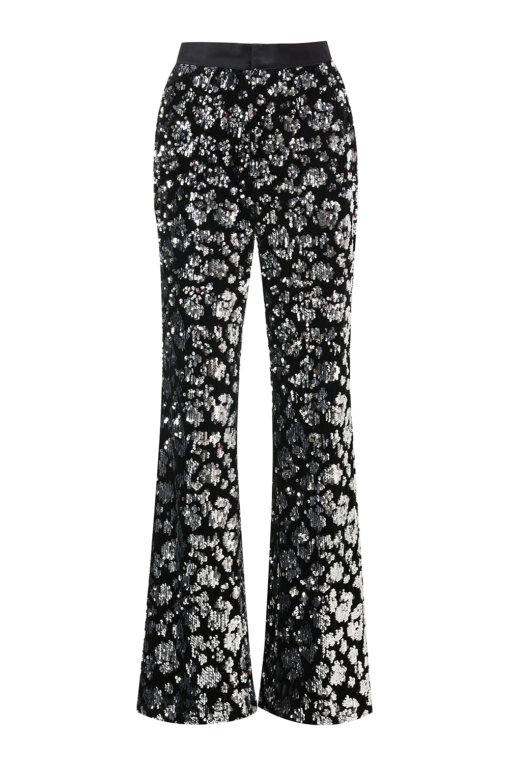 2 Piece Sparkly Black Sequin Women Prom Suits with Sash