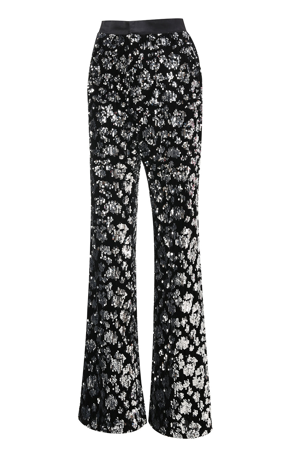 2 Piece Sparkly Black Sequin Women Prom Suits with Sash