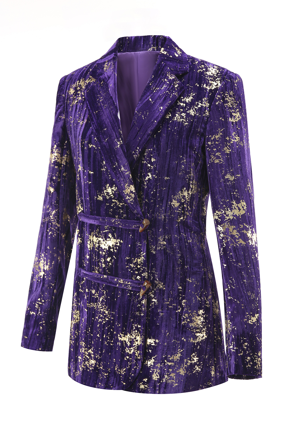 2 Piece Sparkly Purple Jacquard Notched Lapel Women Prom Homecoming Suits