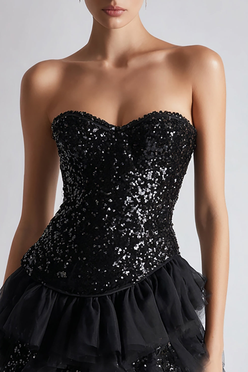 Sparkly Sequins Sweetheart A Line Little Black Dress
