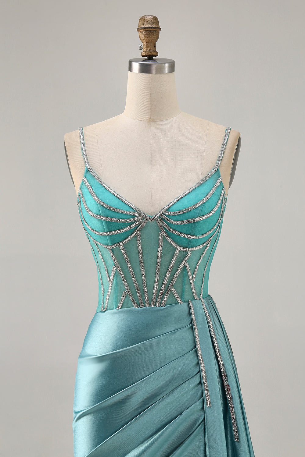 Sparkly Green Satin Tight Short Corset Homecoming Dress