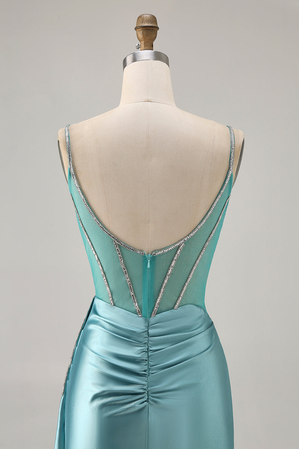 Sparkly Green Satin Tight Short Corset Homecoming Dress