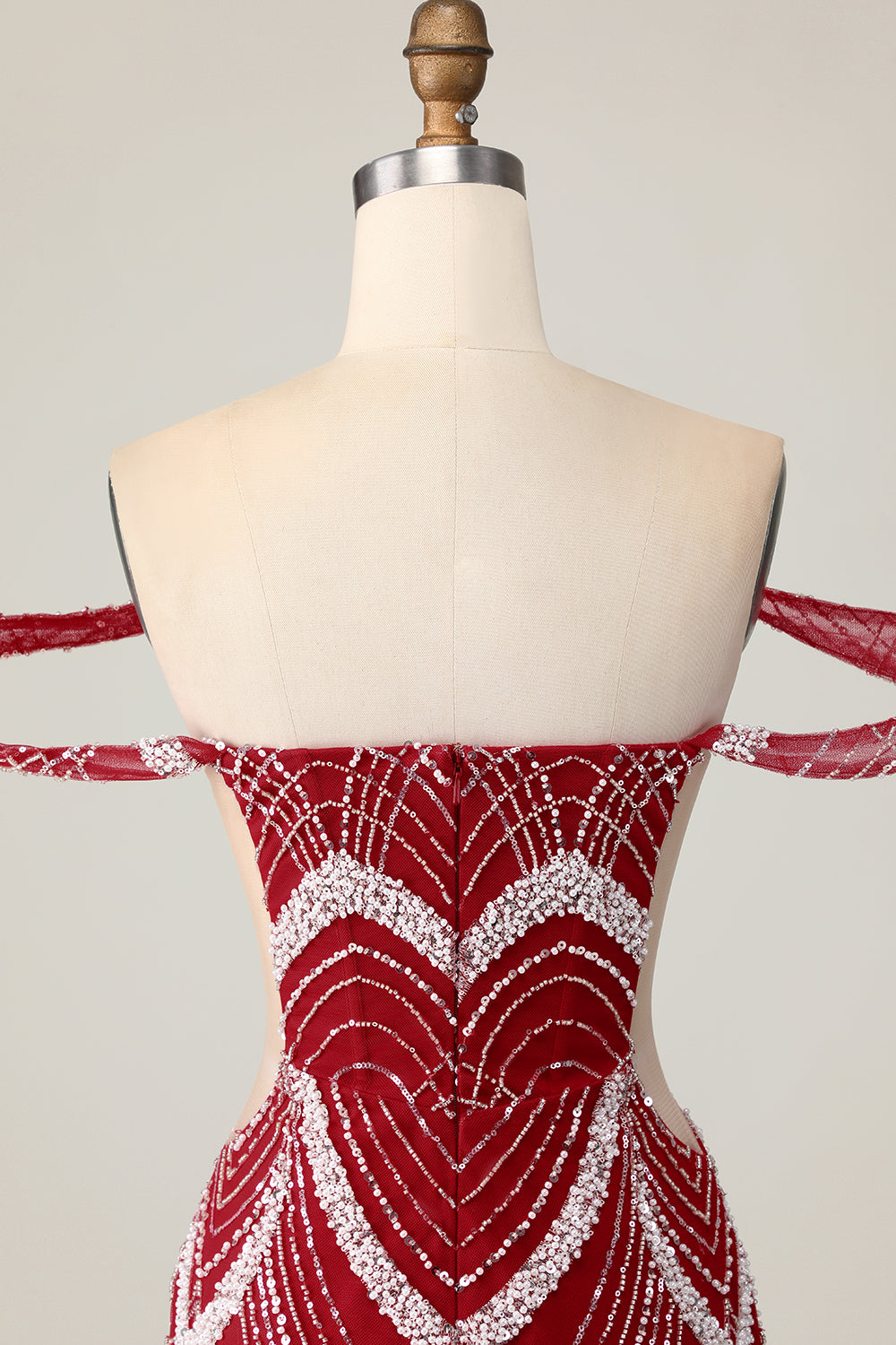 Sparkly Red Bodycon Off the Shoulder Short Homecoming Dress with Beading