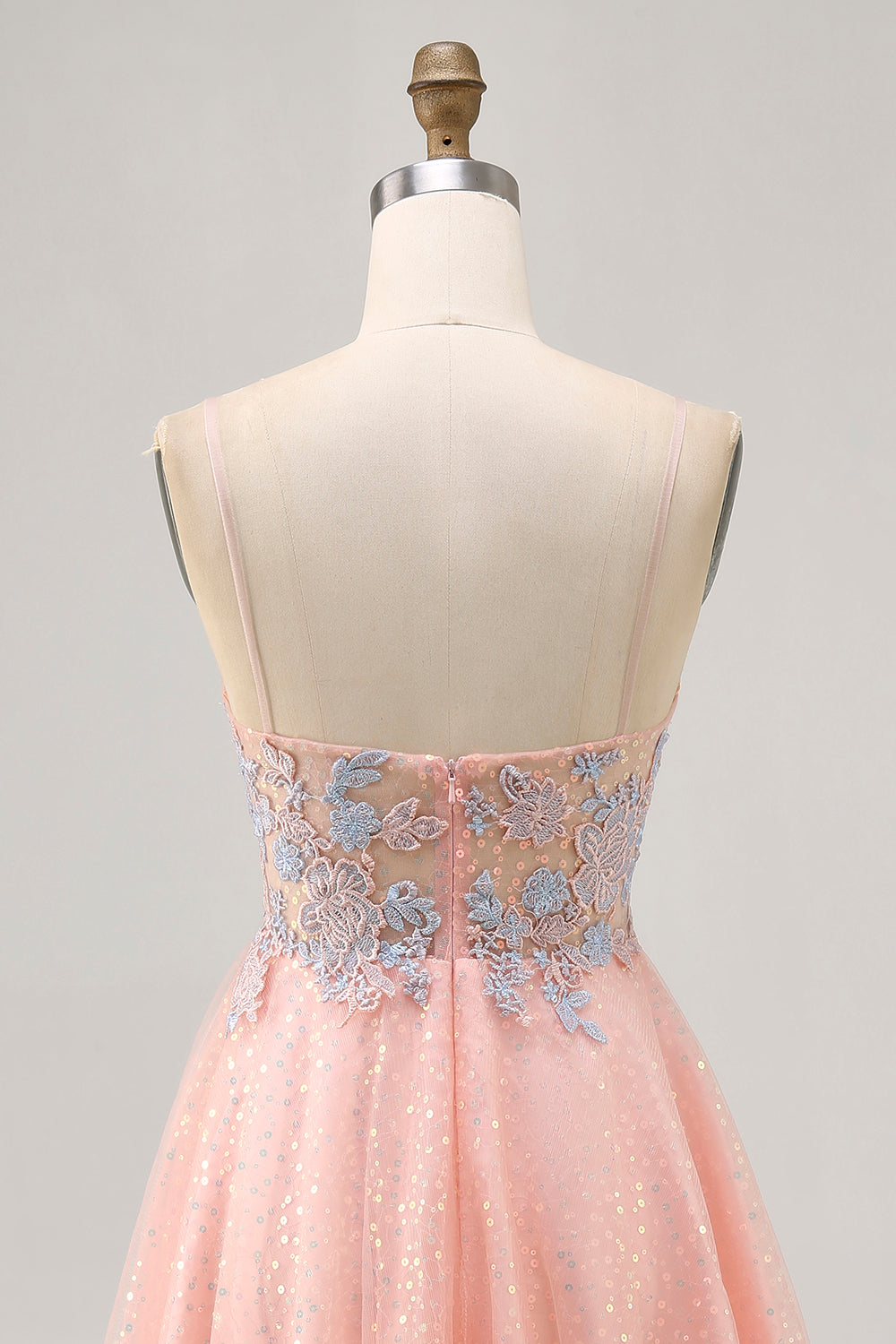 Sparkly Blush and Blue A Line Short Homecoming Dress with Sequins