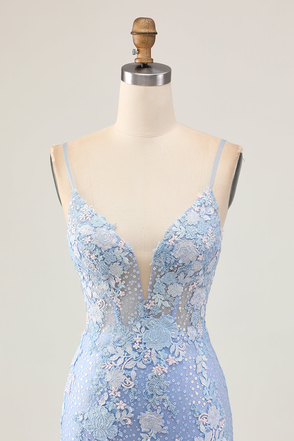 Sparkly Light Blue Floral Corset Short Tight Homecoming Dress with Appliques