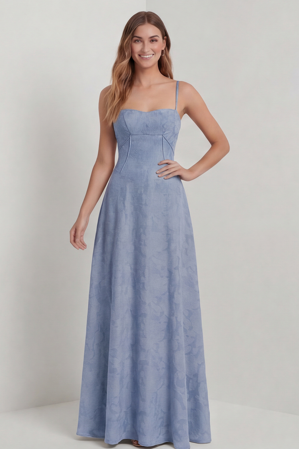 Floral Sage Green Corset Spaghetti Straps Long Wedding Guest Dress