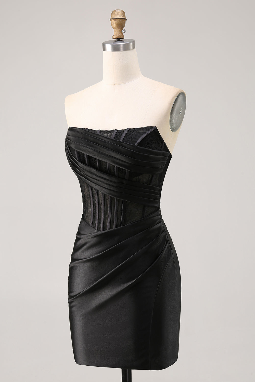 Pink Corset Satin Strapless Short Ruched Homecoming Dress