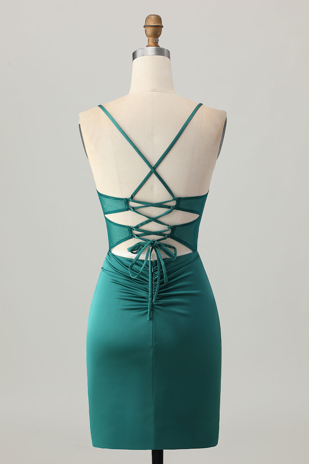 Dark Green Satin Tight Short Corset Homecoming Dress